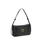 PINKO Black Calf Leather Bos Taurus Shoulder Bag