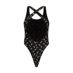 Marine Serre Black Polyamide One-Piece Swimsuit