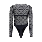 Marine Serre Black Polyamide Bodysuit