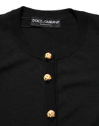 Dolce & Gabbana Black Wool Knitted Button Front Cardigan Sweater