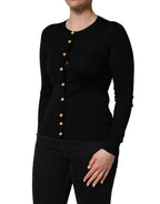 Dolce & Gabbana Black Wool Knitted Button Front Cardigan Sweater