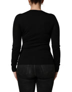 Dolce & Gabbana Black Wool Knitted Button Front Cardigan Sweater