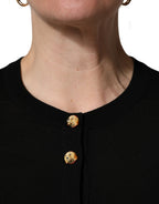 Dolce & Gabbana Black Wool Knitted Button Front Cardigan Sweater