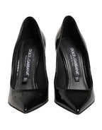 Dolce & Gabbana Black Calf Leather Stiletto Heels Pumps Shoes
