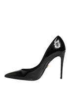 Dolce & Gabbana Black Calf Leather Stiletto Heels Pumps Shoes