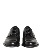 Dolce & Gabbana Black Calfskin Leather Derby Men Dress Shoes