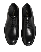 Dolce & Gabbana Black Calfskin Leather Derby Men Dress Shoes