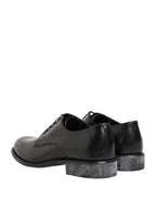 Dolce & Gabbana Black Calfskin Leather Derby Men Dress Shoes