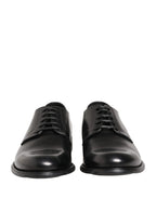 Dolce & Gabbana Black Calfskin Leather Derby Men Dress Shoes