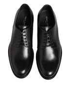 Dolce & Gabbana Black Calfskin Leather Derby Men Dress Shoes