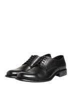 Dolce & Gabbana Black Calfskin Leather Derby Men Dress Shoes