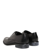 Dolce & Gabbana Black Calfskin Leather Derby Men Dress Shoes