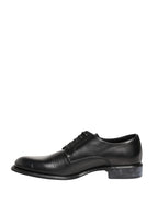 Dolce & Gabbana Black Calfskin Leather Derby Men Dress Shoes