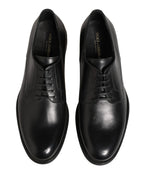 Dolce & Gabbana Black Calfskin Leather Derby Men Dress Shoes