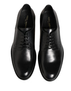 Dolce & Gabbana Black Calfskin Leather Derby Men Dress Shoes