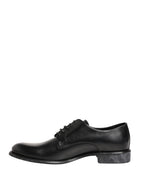 Dolce & Gabbana Black Calfskin Leather Derby Men Dress Shoes