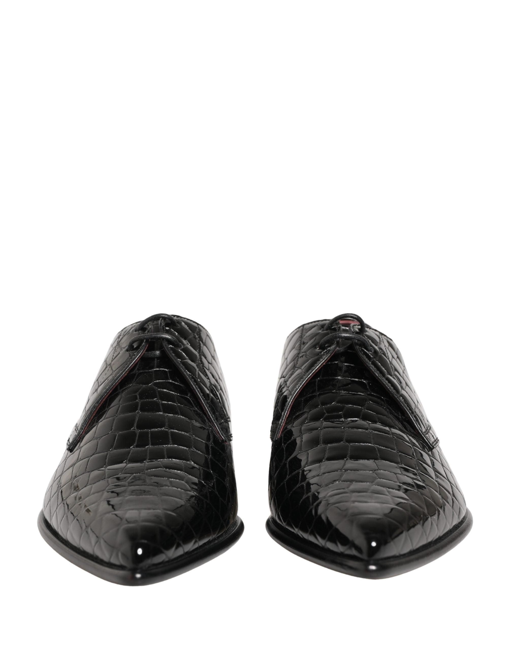 Dolce & Gabbana Black Exotic Leather Derby Men Dress Shoes