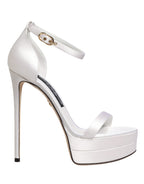 Dolce & Gabbana White Platform Ankle Strap Sandals Shoes