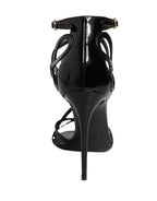 Dolce & Gabbana Black Leather Stiletto Heel Sandals Shoes