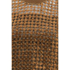 Brunello Cucinelli Brown Silk Sleeveles T-Shirt