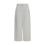 Brunello Cucinelli White Cotton Casual Pants
