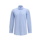 Finamore Blue Cotton Dress Shirt