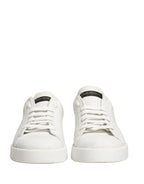 Dolce & Gabbana White Black Portofino Leather Sneakers Shoes