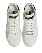 Dolce & Gabbana White Black Portofino Leather Sneakers Shoes