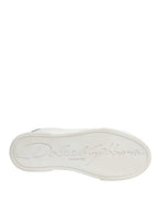 Dolce & Gabbana White Black Portofino Leather Sneakers Shoes