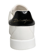 Dolce & Gabbana White Black Portofino Leather Sneakers Shoes