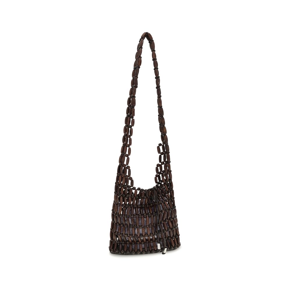 Staud Brown Wood Shoulder Bag
