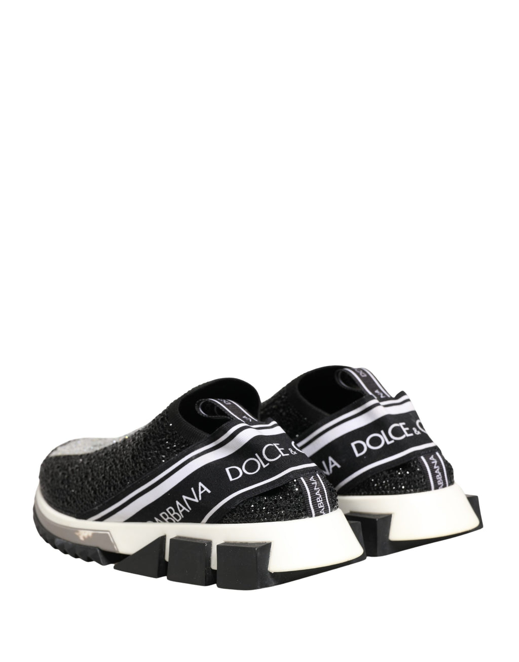 Dolce & Gabbana Black Crystal Logo Slip On Sorrento Sneakers Shoes