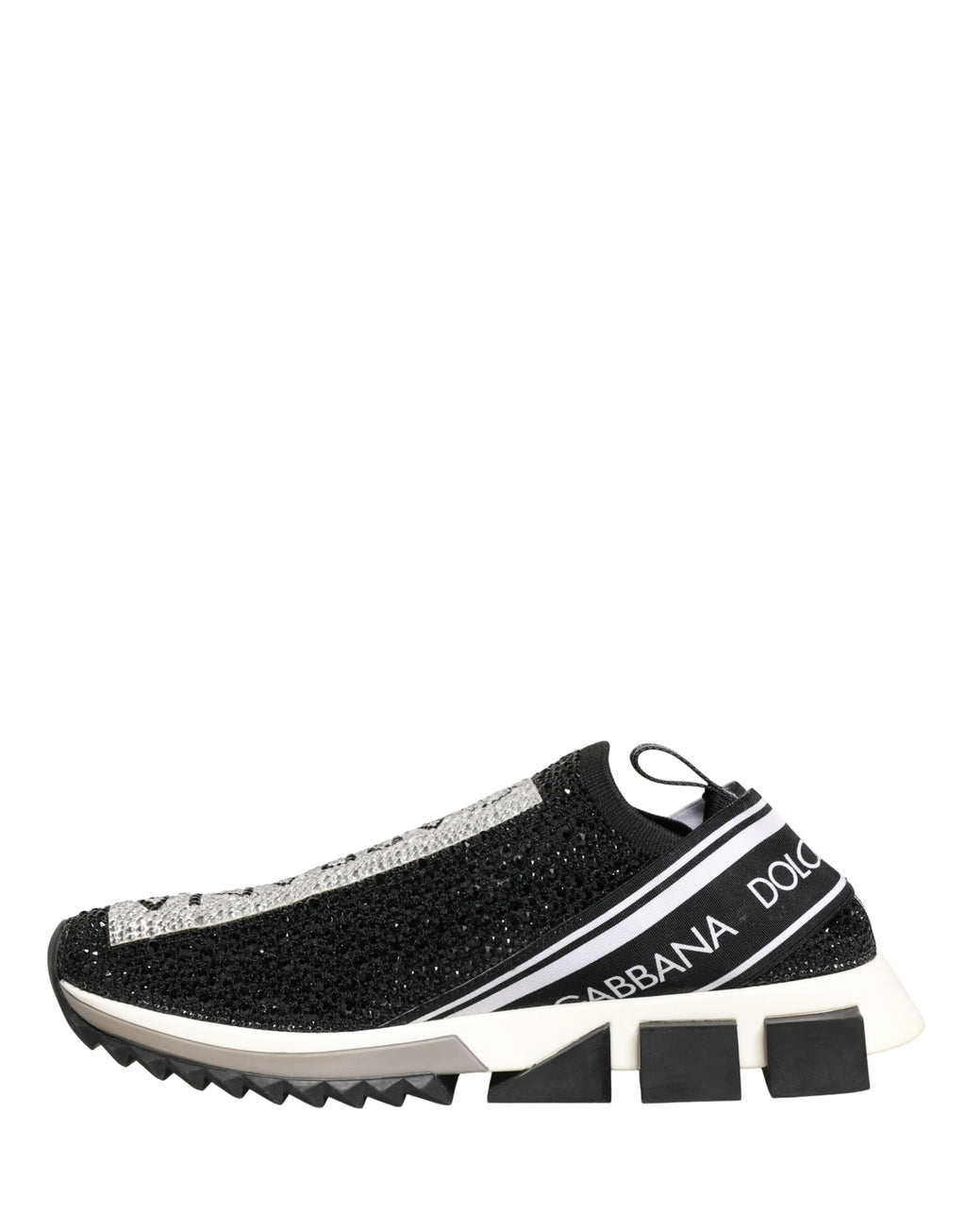 Dolce & Gabbana Black Crystal Logo Slip On Sorrento Sneakers Shoes