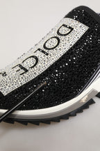 Dolce & Gabbana Black Crystal Logo Slip On Sorrento Sneakers Shoes
