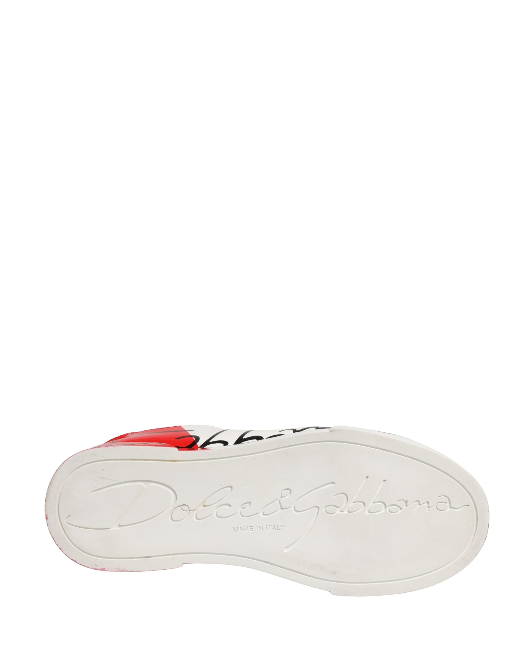 Dolce & Gabbana White Red Lace Up Low Top Sneakers Shoes