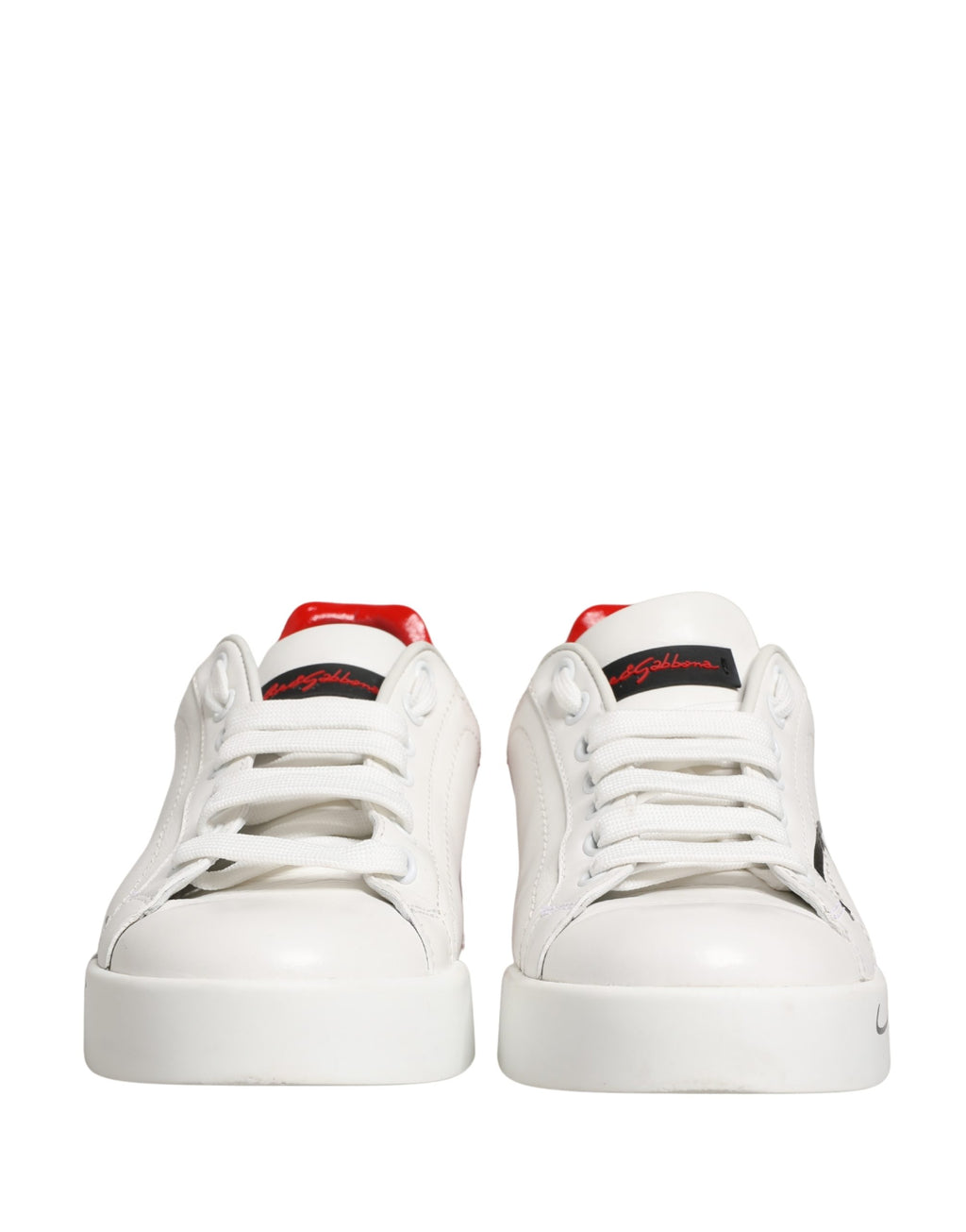 Dolce & Gabbana White Red Lace Up Low Top Sneakers Shoes