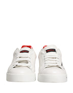 Dolce & Gabbana White Red Lace Up Low Top Sneakers Shoes