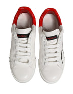 Dolce & Gabbana White Red Lace Up Low Top Sneakers Shoes