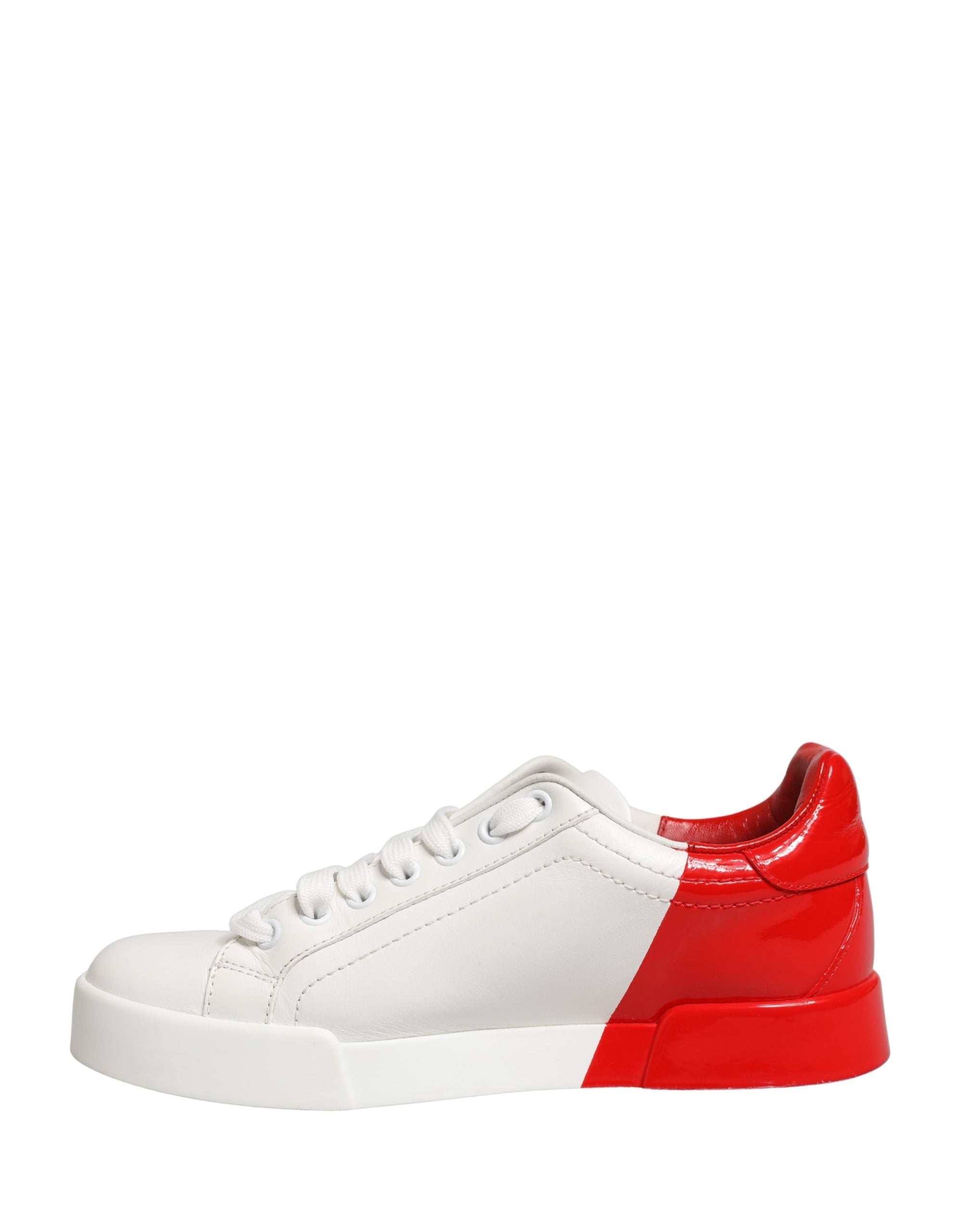 Dolce & Gabbana White Red Lace Up Low Top Sneakers Shoes