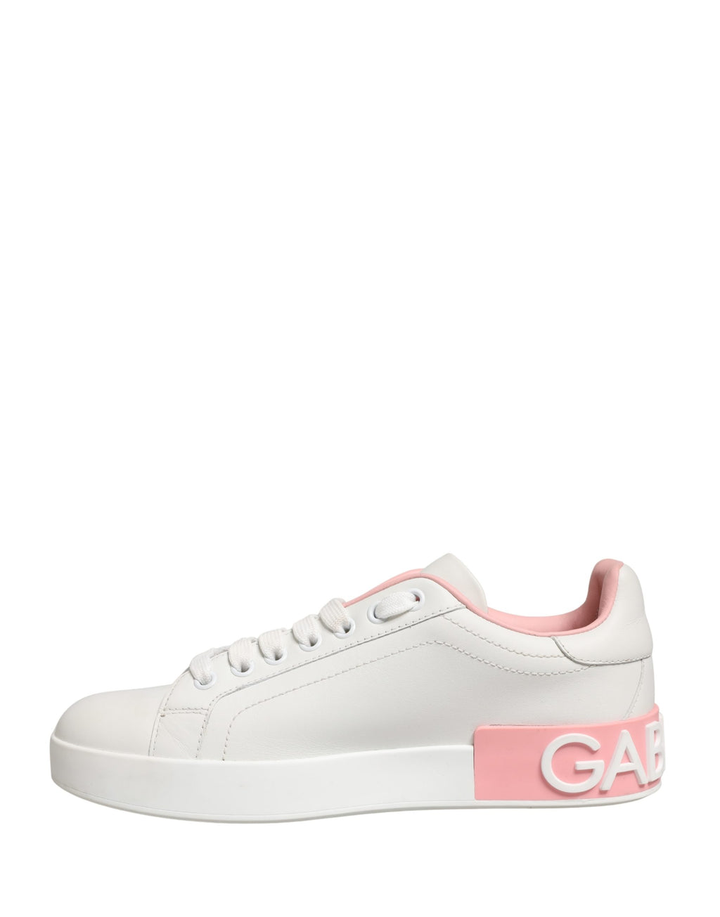 Dolce & Gabbana White Pink Lace Up Low Top Sneakers Shoes