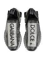 Dolce & Gabbana Silver Crystal Logo Slip On Sorrento Sneakers Shoes