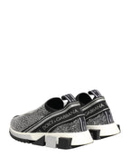 Dolce & Gabbana Silver Crystal Logo Slip On Sorrento Sneakers Shoes