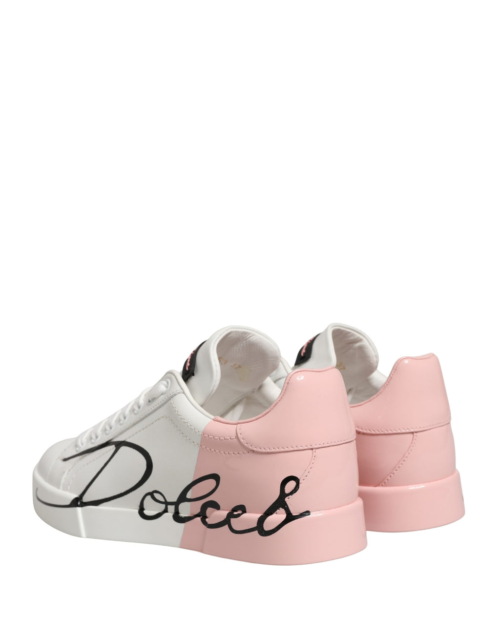 Dolce & Gabbana White Pink Lace Up Low Top Sneakers Shoes