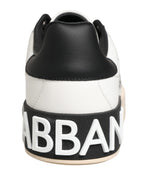 Dolce & Gabbana White Low Top Portofino Leather Sneakers Shoes