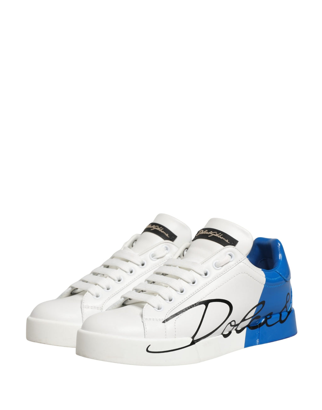Dolce & Gabbana White Blue Lace Up Low Top Sneakers Shoes