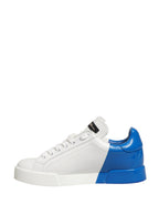 Dolce & Gabbana White Blue Lace Up Low Top Sneakers Shoes