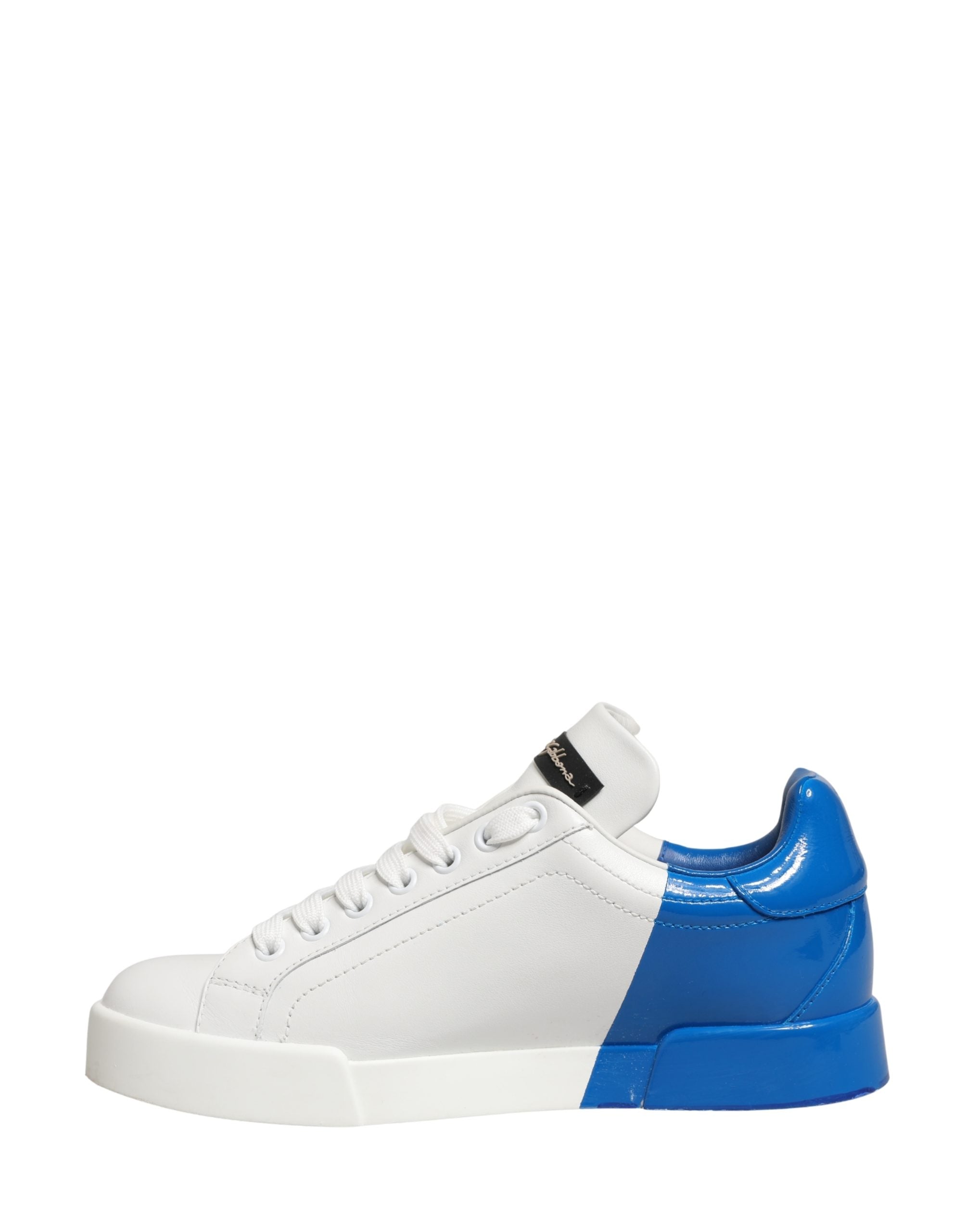 Dolce & Gabbana White Blue Lace Up Low Top Sneakers Shoes