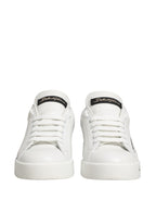 Dolce & Gabbana White Blue Lace Up Low Top Sneakers Shoes