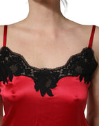 Dolce & Gabbana Red Black Lace Lingerie Short Chemise Sleepwear