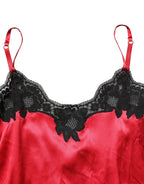 Dolce & Gabbana Red Black Lace Lingerie Short Chemise Sleepwear